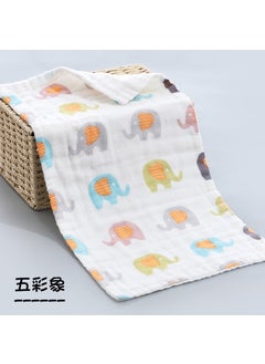 Six layers of 25*50cm gauze childrens towel cotton yarn baby towel newborn baby wash towel stall supply Multicolored elephant