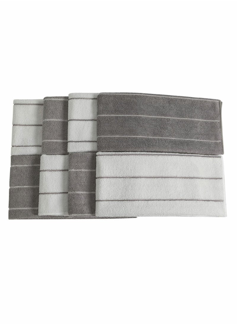 Y&D Kitchen Towels Microfiber Super Absorbent, Soft and Solid Color Dish Towels, 8 Pack (Stripe Designed Grey White Colors), 26 x 18 Inch  - Image 5