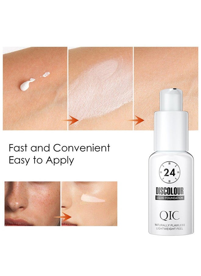 QIC discolour liquid foundaton  Color Changing Liquid Foundation,24H Naturally Flawless Lightweight Feel, for Different Skin Tone, Foundation Makeup Base Nude Face Liquid Full Coverage Concealer 30G  - Image 3
