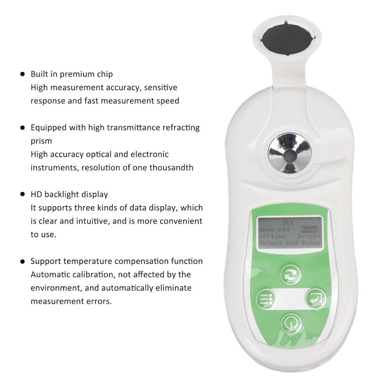 0 32% Meter Refractometer, Handheld Sugar Refractometer with ATC, Accuracy Content Tester for Fruit Beverage, Portable Reader with HD Lens and Display, - Image 3
