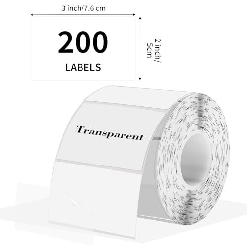 YEGAWEN 3x2 Inch Transparent Thermal Labels Stickers, Self-Adhesive Clear Waterproof Stickers for Logo Design, Direct Thermal Labels- 200 Sheets - Image 2