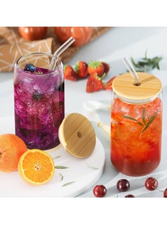 eBasket Clear Pyrex Thermal Cup with Bamboo Lid + Straw Glass for Hot and Cold Drinks, Cocktails, Tea, Coffee and Iced Juice - 600ml 