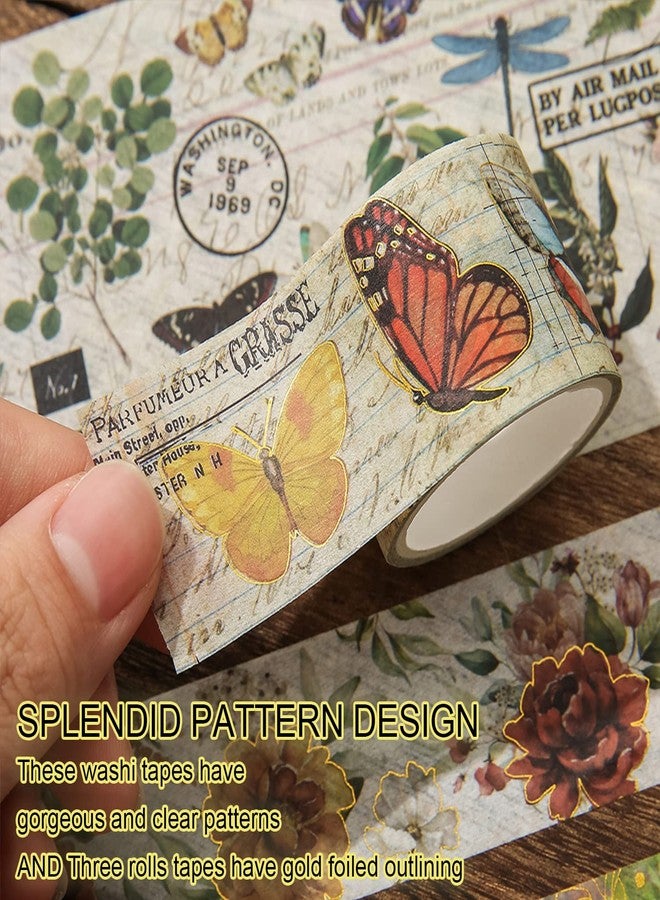 emmoolife 24 Rolls Vintage Washi Tape Set, Floral Letter Butterfly Mushroom Botanical Flower Writable Decorative Tapes for Scrapbooking , Junk Journal supplies, Bullet Journaling 5-75mm Wide 9.84ft long/Roll - Image 4