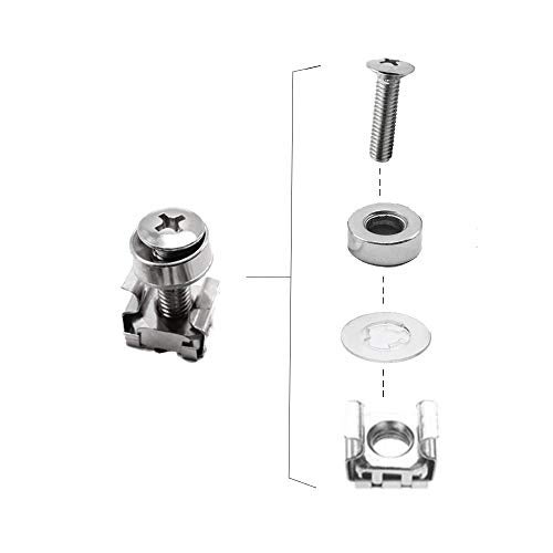 Wang-Data 50 Sets M6 Square Hole Hardware Cage Nuts & Mounting Screws Washers for Server Rack and Cabinet (M6 X 20mm)(Screw+Washer+cage nut) - Image 3