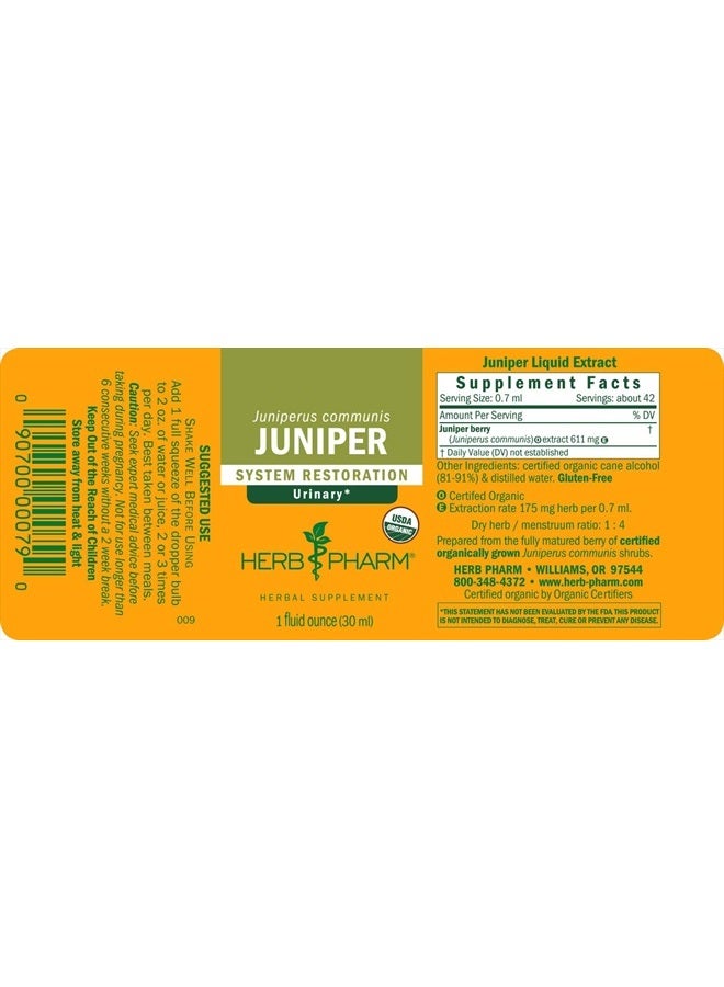 HERB PHARM Certified Organic Liquid Extract for Urinary System Support Juniper 1 Fl Oz - Image 5