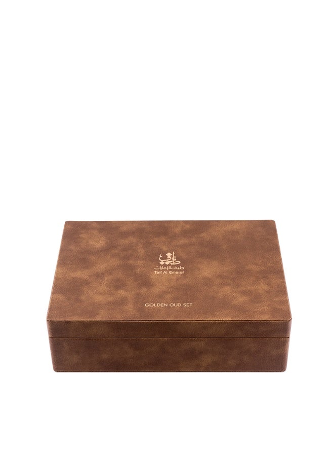 Taif Al Emarat Golden Oud Set – Luxury Gift Set with Perfume, Bakhour, Oud Oil & Metallic Tong, 4 Pieces - Image 2