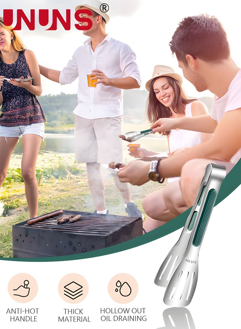 UNUNS Stainless Steel Food Tongs,3-Pack Non-Slip Tongs With Sillcone Cover，High Heat Resistant Kitchen Tongs For Serving Food,Tongs For Grill,Salad，7", 9" And 12"  - Image 3
