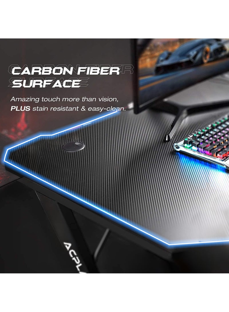 ACPLAY Large Gaming Table,PC Computer Desk with Carbon Fiber Surface, Gaming Desk,Z Shaped PC Gaming Workstation,Ideal for Gaming Home Office (100x60x75cm) - Image 4