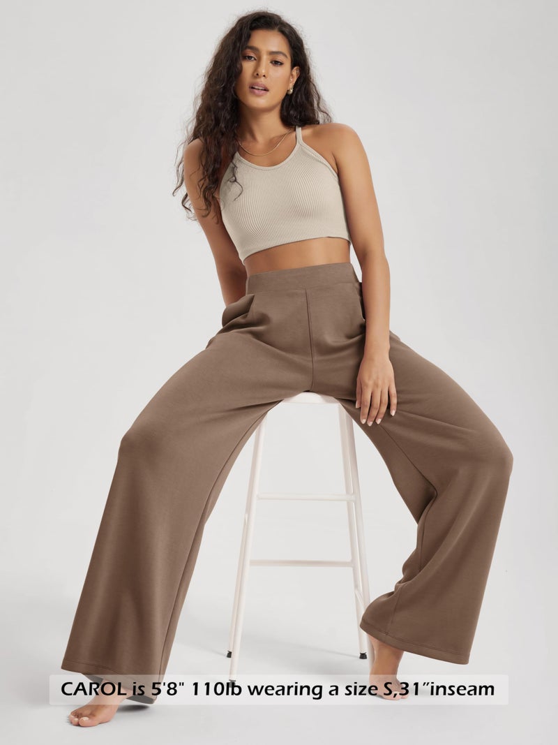 ODODOS Modal Soft Wide Leg Pants for Women High Waist Casual Relaxed Pants with Pockets, 27" Inseam, Nutria, Medium - Image 4