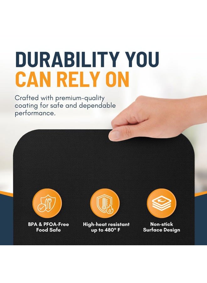 Linda's Essentials Toaster Oven Liners for Bottom of Oven (4 Pack) Reusable Non-Stick Heat Resistant Toaster Liners, Compatible with Ninja, Cuisinart, Emeril Lagasse & More, Toaster Mat, 12"x12" (Black) - Image 4