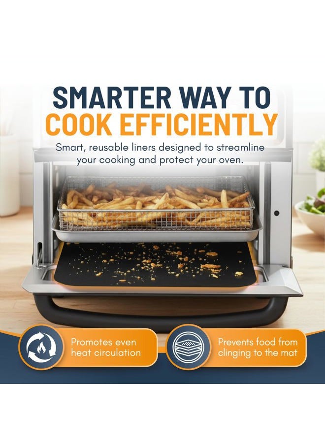 Linda's Essentials Toaster Oven Liners for Bottom of Oven (4 Pack) Reusable Non-Stick Heat Resistant Toaster Liners, Compatible with Ninja, Cuisinart, Emeril Lagasse & More, Toaster Mat, 12"x12" (Black) - Image 3