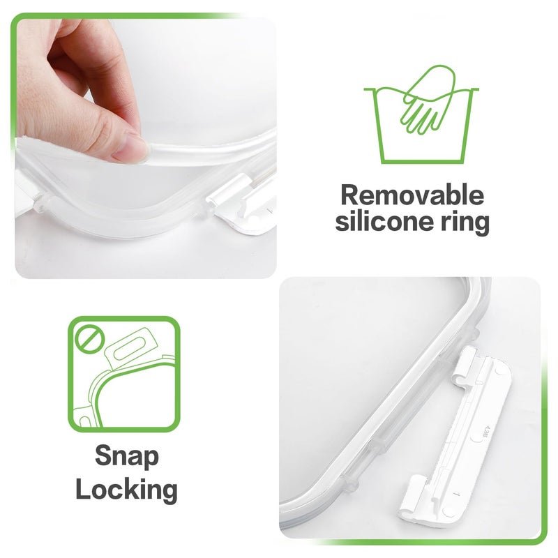 HOMBERKING 24pc Glass Food Storage Containers with Lids, Glass Meal Prep Containers with Leak Proof Snap Lock Lids, Airtight Bento Lunch Boxes, Kitchen Storage (12 lids & 12 Containers) - White - Image 4