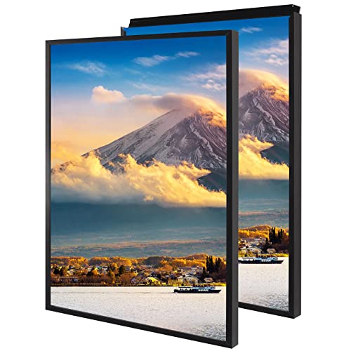 Podronale 20x28 Inch Poster Frame, Plexiglass, Set of 2, Black Snap Frames, Front-loading Frame, Coating Aluminum Profile, Display Horizontally & Vertically - Image 1