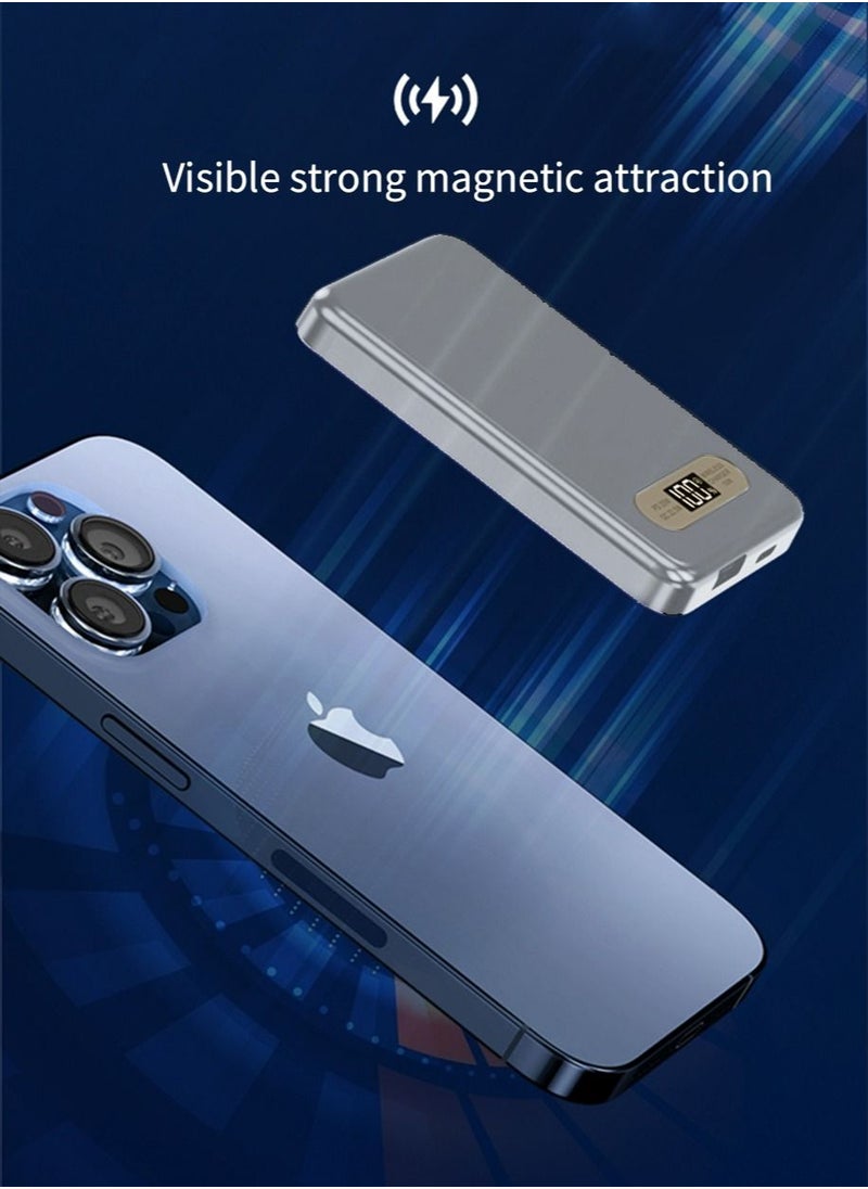 Generic - Magnetic Wireless Power Bank, 5000mAh 15W Transparent Battery Pack with 20W USB-C Power Delivery Port, 22.5W QC 3.0 Port and LCD Screen for iPhone 15/14, iPad Air, Galaxy S23/S22 - Image 1