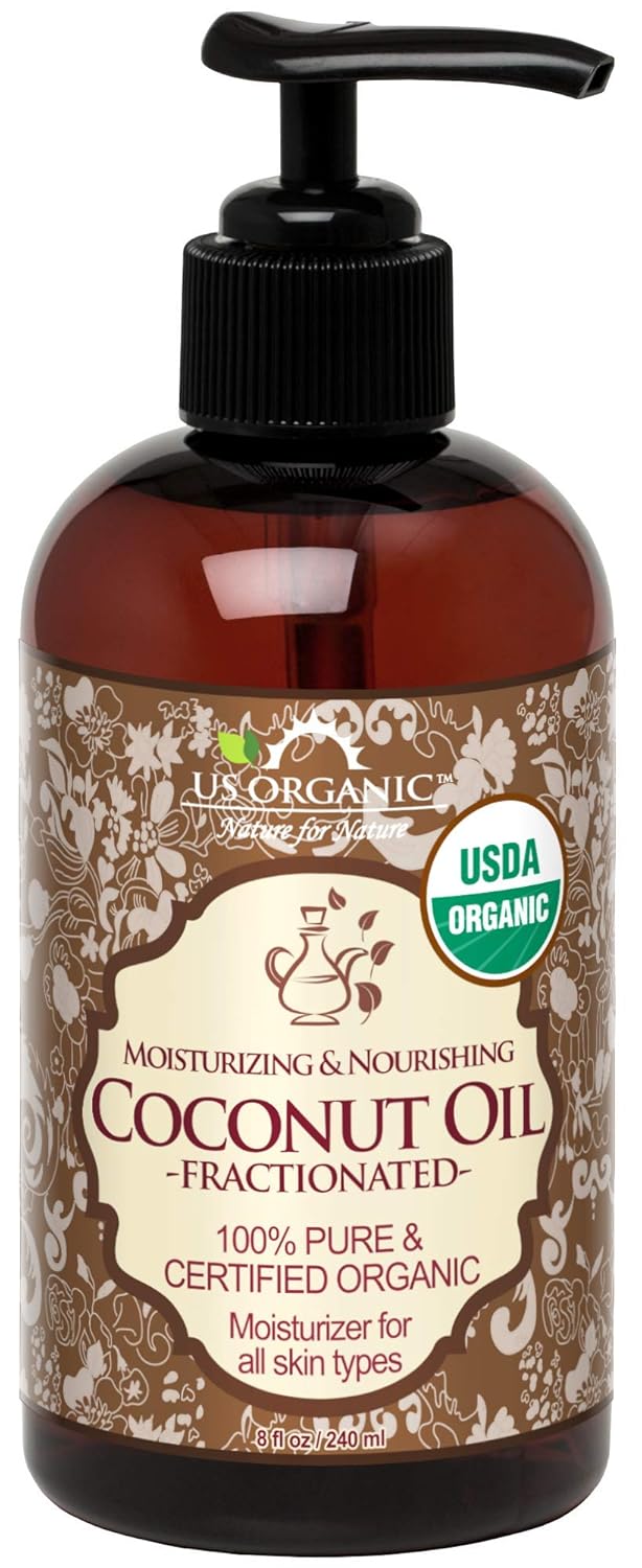 US Organic Fractionated Coconut MCT Oil Liquid Coconut Oil USDA Certified Organic NonGMO Perfect for massage carrier oil for DIY blends Hair Skin care 100 Pure HexaneFree 8 oz