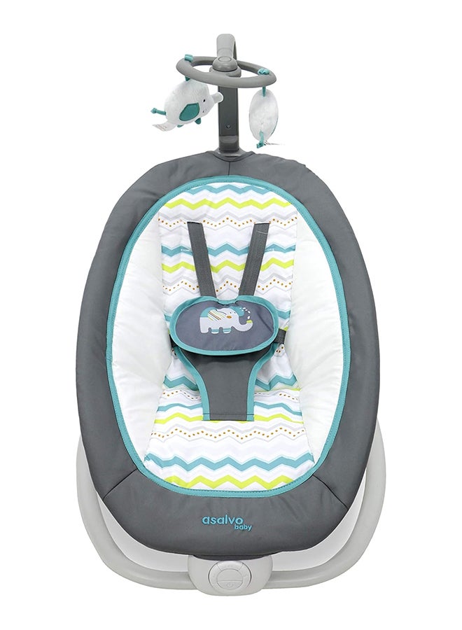 asalvo Baby Bouncer Fold - Birds Aqua - Image 2