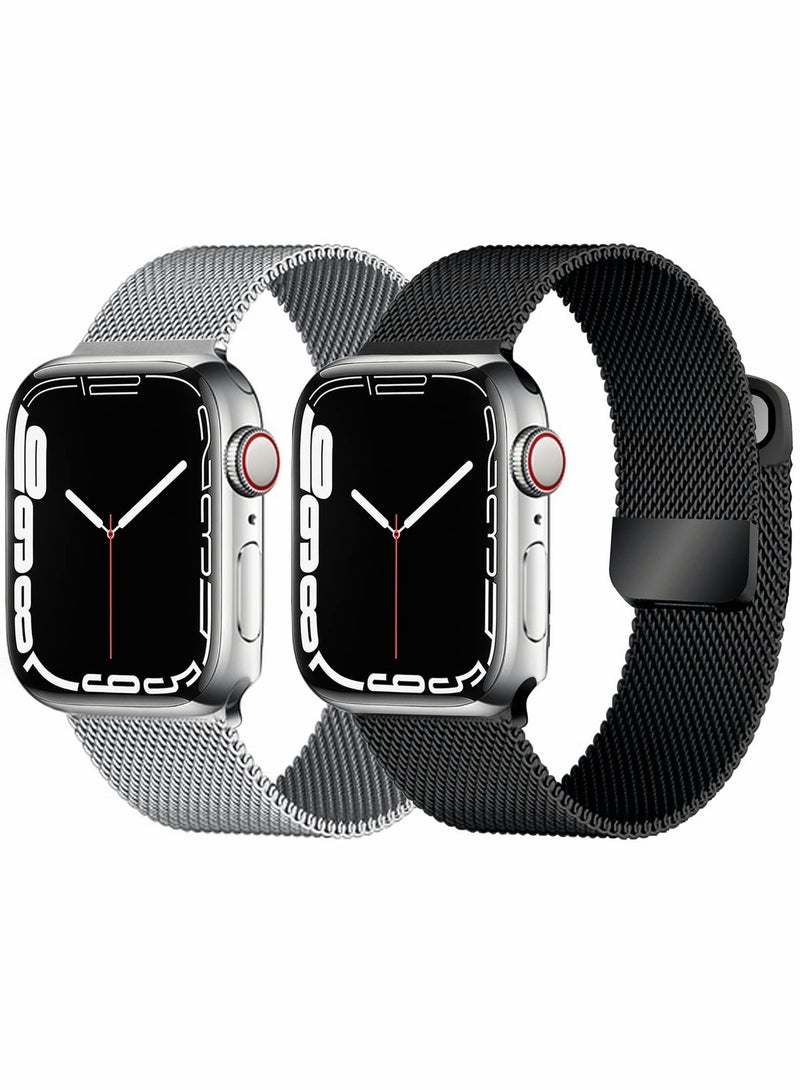 Excefore Compatible for Apple Watch Band, Adjustable Stainless Steel Magnetic Absorption Strap Strap Replacement for 42mm 44mm 45mm for iWatch Series SE 9/8/7/6/5/4/3/2/1 - Image 1