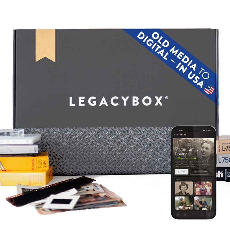 Legacybox ليغاسي بوكس 3 عناصر | نقل الوسائط القديمة إلى الرقمية | محول VHS إلى الرقمية | ماسح ضوئي للصور، الشرائح والسلبية | أشرطة كاميرا الفيديو، بكرات الأفلام، أشرطة الصوت | سحابة، USB، أو DVD - Image 1