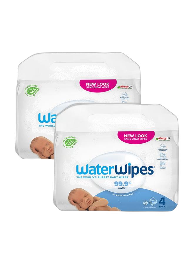 WaterWipes Pack of 8 Original Plastic Free, 99.9% Water Based Baby Wet Wipes And Unscented For Sensitive Skin - 480 Count (60 X8) - Image 1
