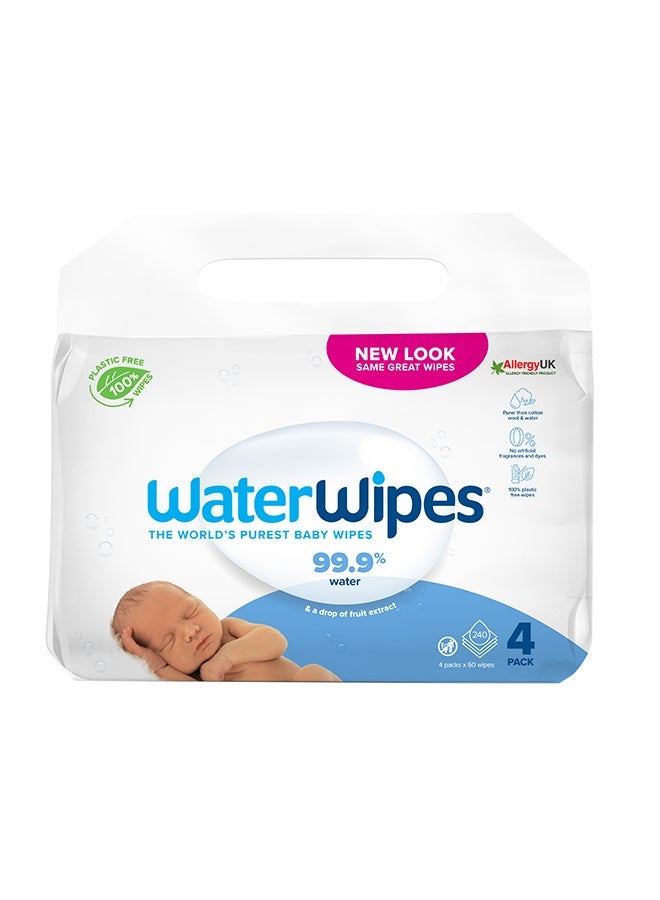 WaterWipes Pack of 8 Original Plastic Free, 99.9% Water Based Baby Wet Wipes And Unscented For Sensitive Skin - 480 Count (60 X8) - Image 2