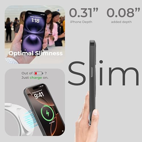 PULOKA Magfit Mobile Back Cover - Compatible with iPhone 15 Pro - Mag-Safe Design - Textured Vegan Leather - Electroplated Sides Bumper Case - Camera Protetection & Raised Edges - Black - Image 2