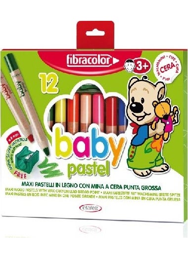 Fibracolor Baby Pastel Thick Pastel Pencil for 1+ Year Old Babies 12 Colors 