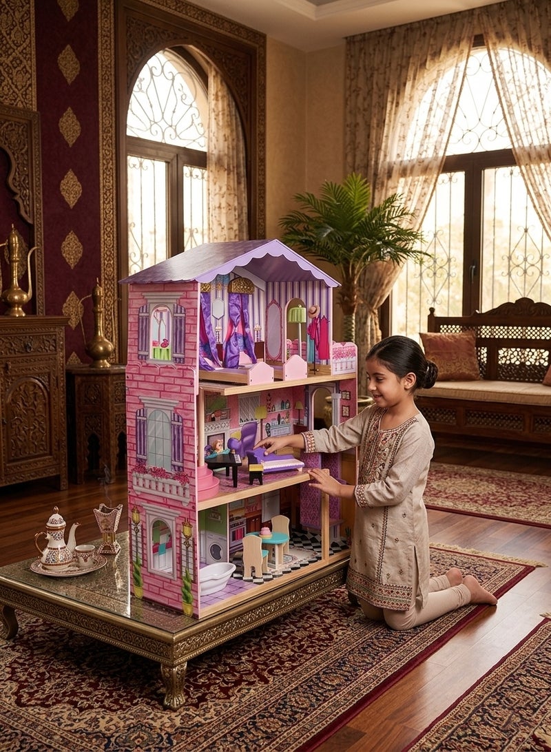 JSAITOYS 16 Pieces Of Furniture Kids Elegant Dollhouse Suite Wooden Doll House For Children - Image 1