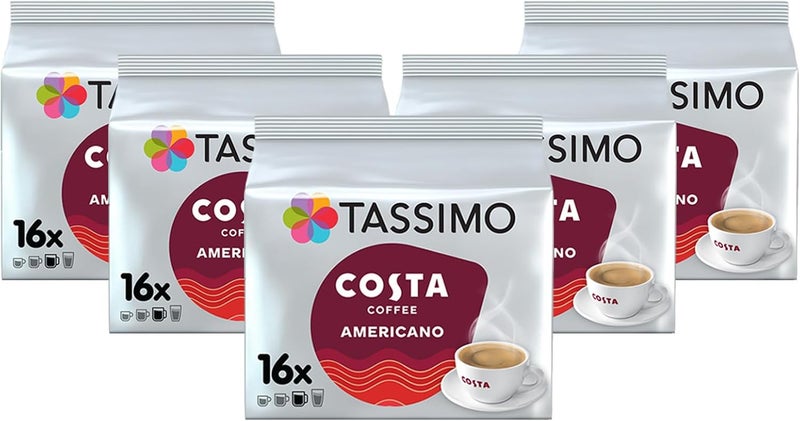 TASSIMO Costa Americano Coffee Pods - 16 T DISCs (Pack of 5, Total 80 T DISCs) - Image 1