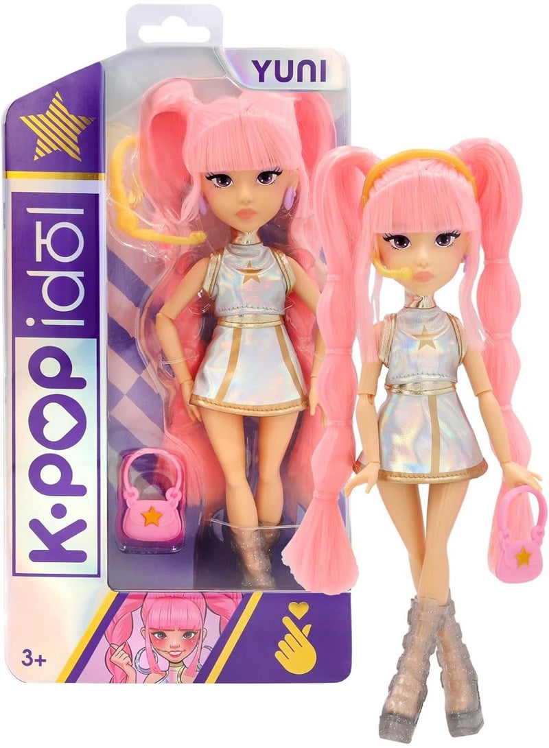 KPop Idol Fashion Doll Yuni, Lead Vocalist And Visual, Soft Pink Braided Hair And Luminous Moonlight Look, Includes 3 Themed Accessories That Complete Her Appearance, 3 Years+ - Image 1