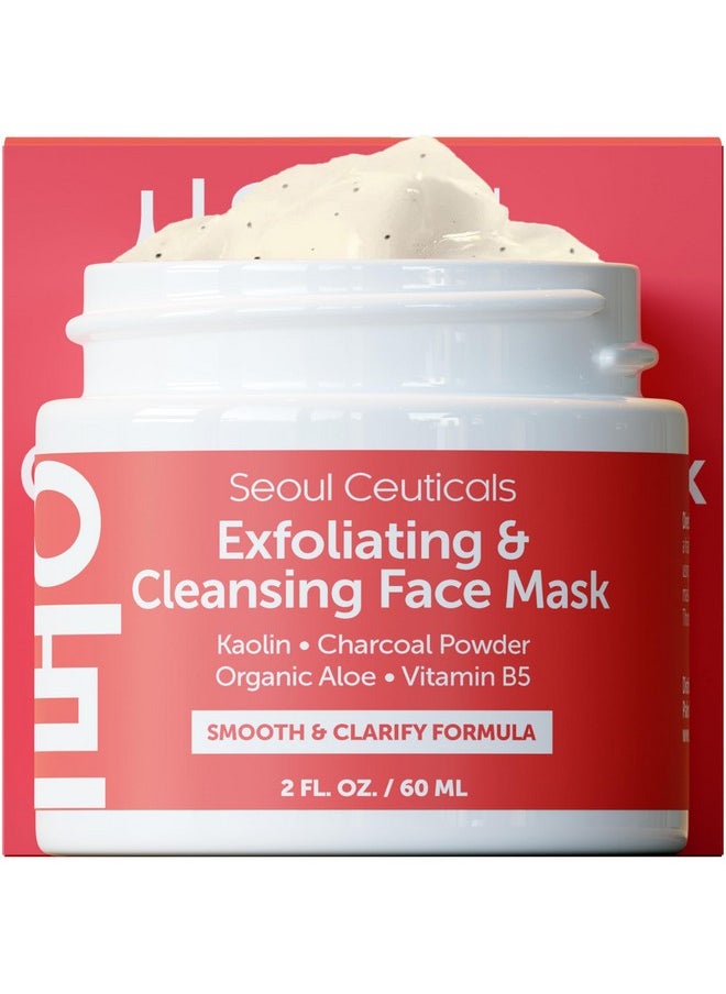 seoulceuticals SeoulCeuticals Korean Face Scrub - Exfoliating Face Mask Skincare K Beauty Mask for Glass Skin - Kaolin Clay + Charcoal Cream Exfoliant Mask 2oz  - Image 1