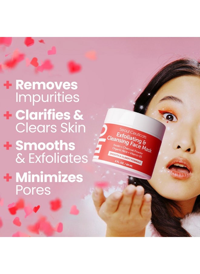 seoulceuticals SeoulCeuticals Korean Face Scrub - Exfoliating Face Mask Skincare K Beauty Mask for Glass Skin - Kaolin Clay + Charcoal Cream Exfoliant Mask 2oz  - Image 3