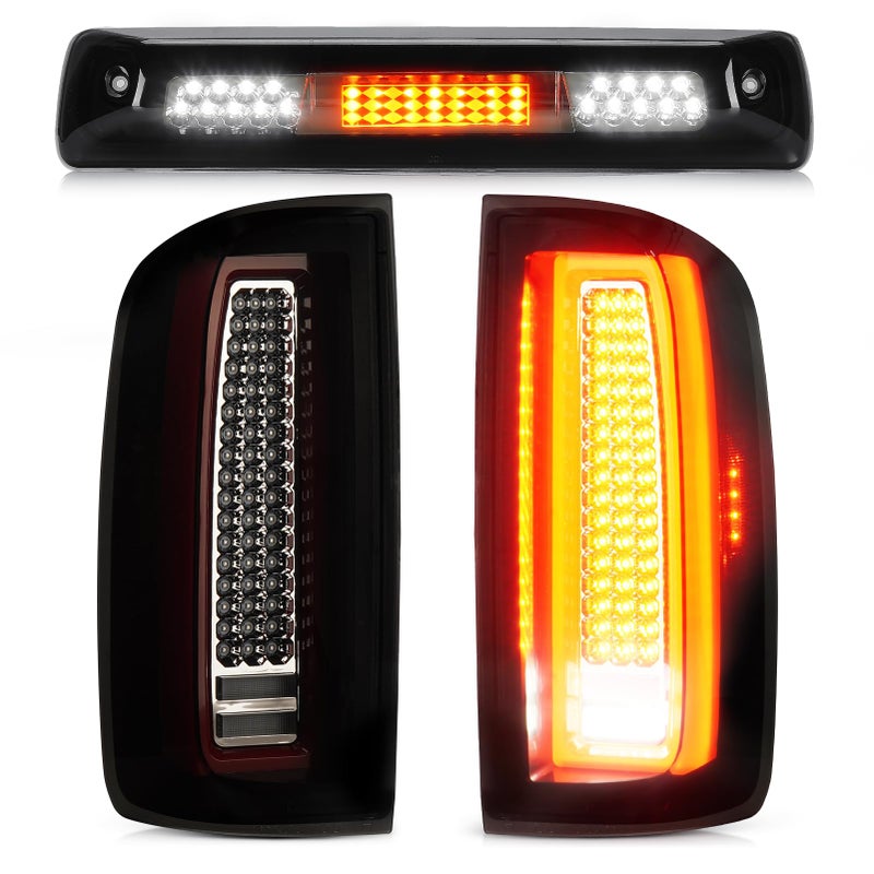 Bomusou LED Tail Light Assembly 3rd Brake Light Fit for Chevy ColoradoGMC Canyon Halogen Type 20152022 Driver Passenger Side Taillight and High Mount Stop Light 3 Pcs Smoke Lens
