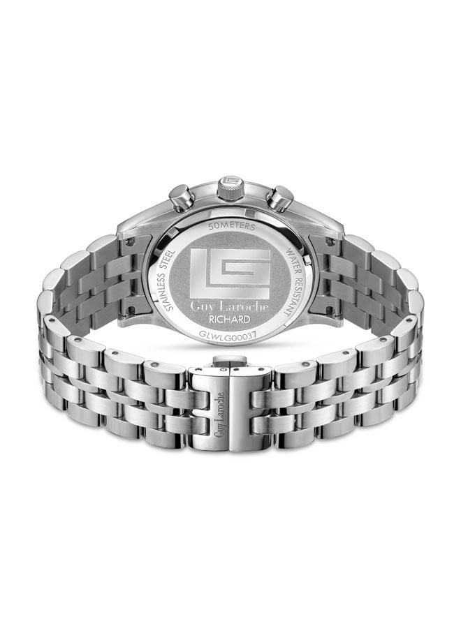 غاي لاروش ساعة كرونوغراف رجالية فضية بقرص أبيض وسوار معدني فضي من ريتشارد سيلفر  مم - Image 3