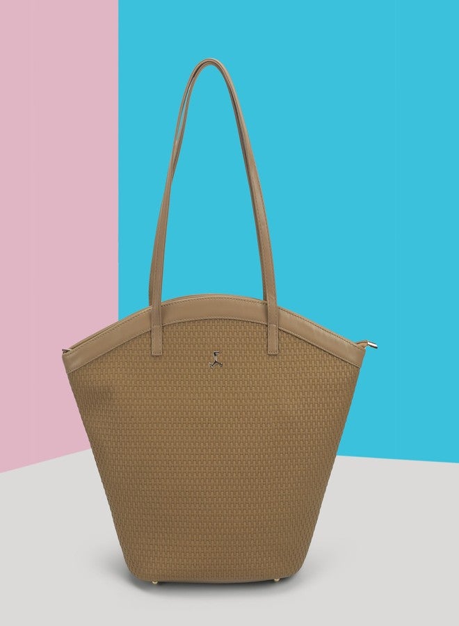Mochi Women Beige Casual Faux leather Soft Body Zipper closure Solid Tote Bag (66-785) - Image 2