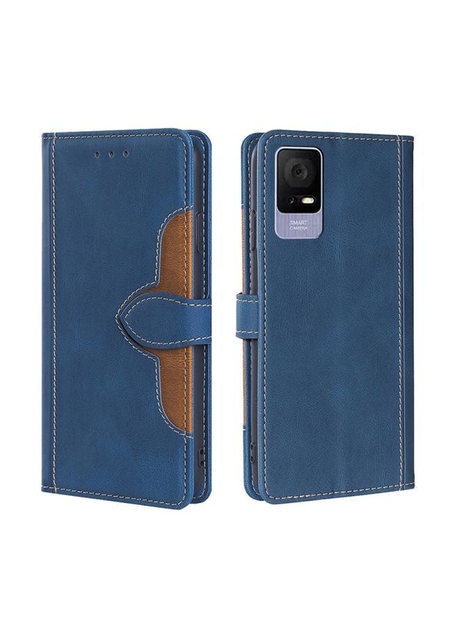 Case Cover For TCL 405 / 406 / 408 Skin Feel Magnetic Buckle Leather Phone Case Blue