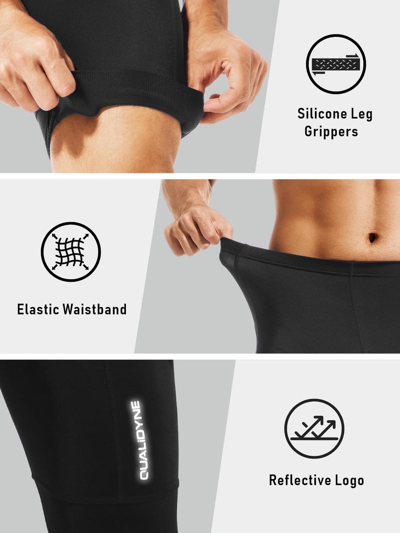 qualidyne Men's Cycling Bike Shorts 3D Padded Bicycle Riding Bike Biking Pants Cycle Shorts Black - Image 5