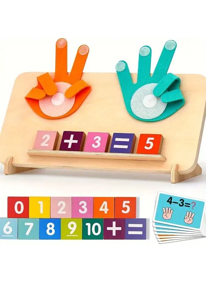 Finger Mathematics Teaching Counting Board With 13 Digit Blocks 10 Cards 2 Bases 1 Stand For Math Operations - Image 2