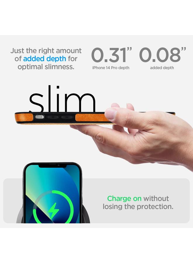 erorex Case For iPhone 15 Retro Leather Invisible Stand MagSafe Phone Case - Image 5