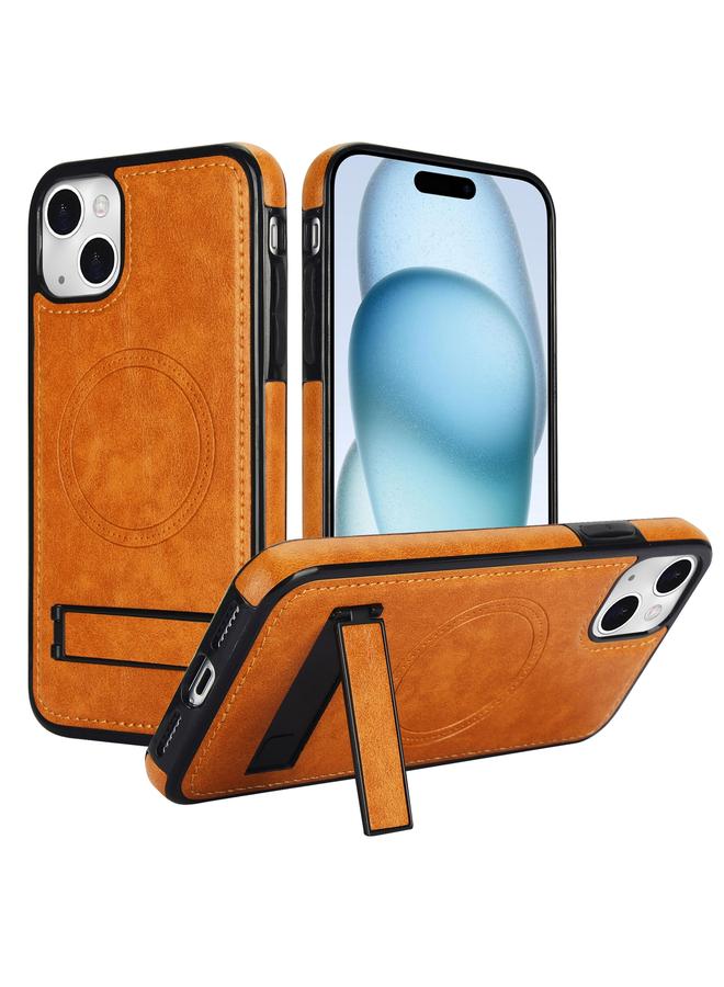erorex Case For iPhone 15 Retro Leather Invisible Stand MagSafe Phone Case - Image 1