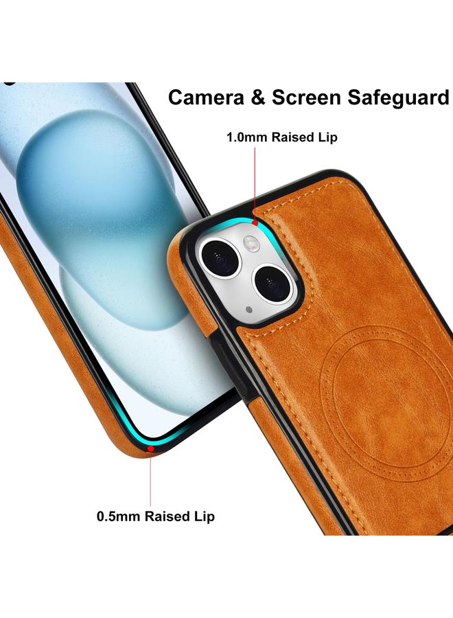 erorex Case For iPhone 15 Retro Leather Invisible Stand MagSafe Phone Case - Image 4