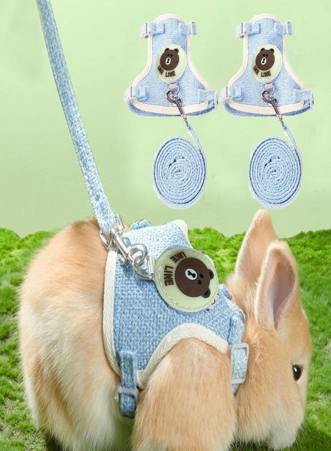 WEWAYKGJ Rabbit Harness and Leash Set 2 Pieces Adjustable Bunny Harness Leash Ferret Harness Guinea Pig Harness Ferret Leash for Small Pets Walking Outdoor (Blue, Small) - Image 1