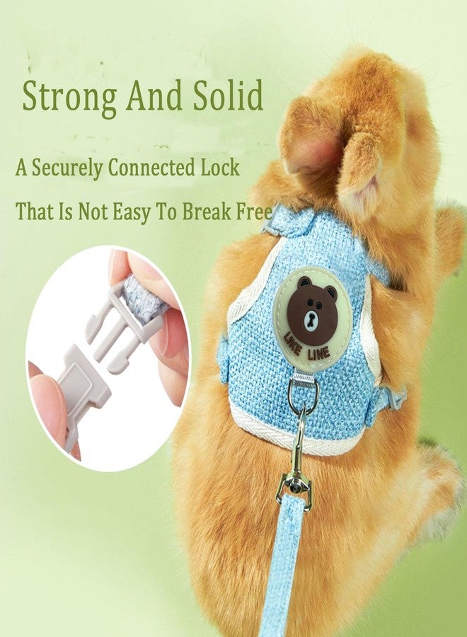 WEWAYKGJ Rabbit Harness and Leash Set 2 Pieces Adjustable Bunny Harness Leash Ferret Harness Guinea Pig Harness Ferret Leash for Small Pets Walking Outdoor (Blue, Small) - Image 3