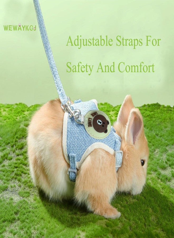 WEWAYKGJ Rabbit Harness and Leash Set 2 Pieces Adjustable Bunny Harness Leash Ferret Harness Guinea Pig Harness Ferret Leash for Small Pets Walking Outdoor (Blue, Small) - Image 5