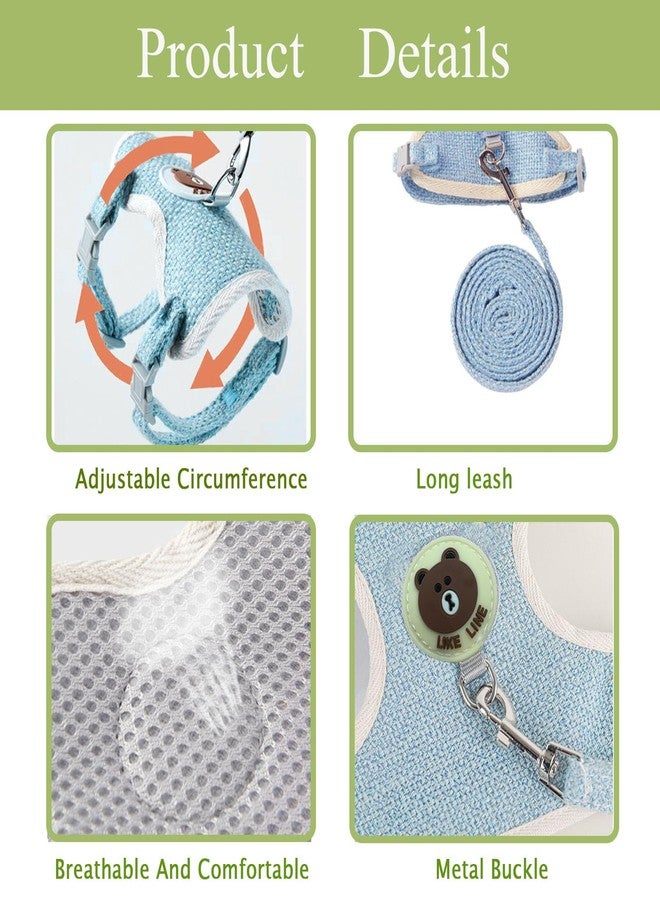 WEWAYKGJ Rabbit Harness and Leash Set 2 Pieces Adjustable Bunny Harness Leash Ferret Harness Guinea Pig Harness Ferret Leash for Small Pets Walking Outdoor (Blue, Small) - Image 4