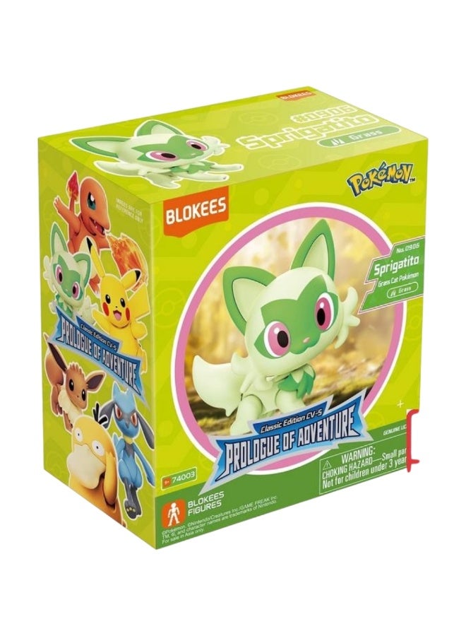 Blokees Pokémon Sprigatito Figure Model Kit | Prologue of Adventure Series Classic Edition CV-S | 3D Buildable Action Figure with Diorama Display Stand | Official Pokémon Merchandise Gift for Kids & Collectors - Image 1