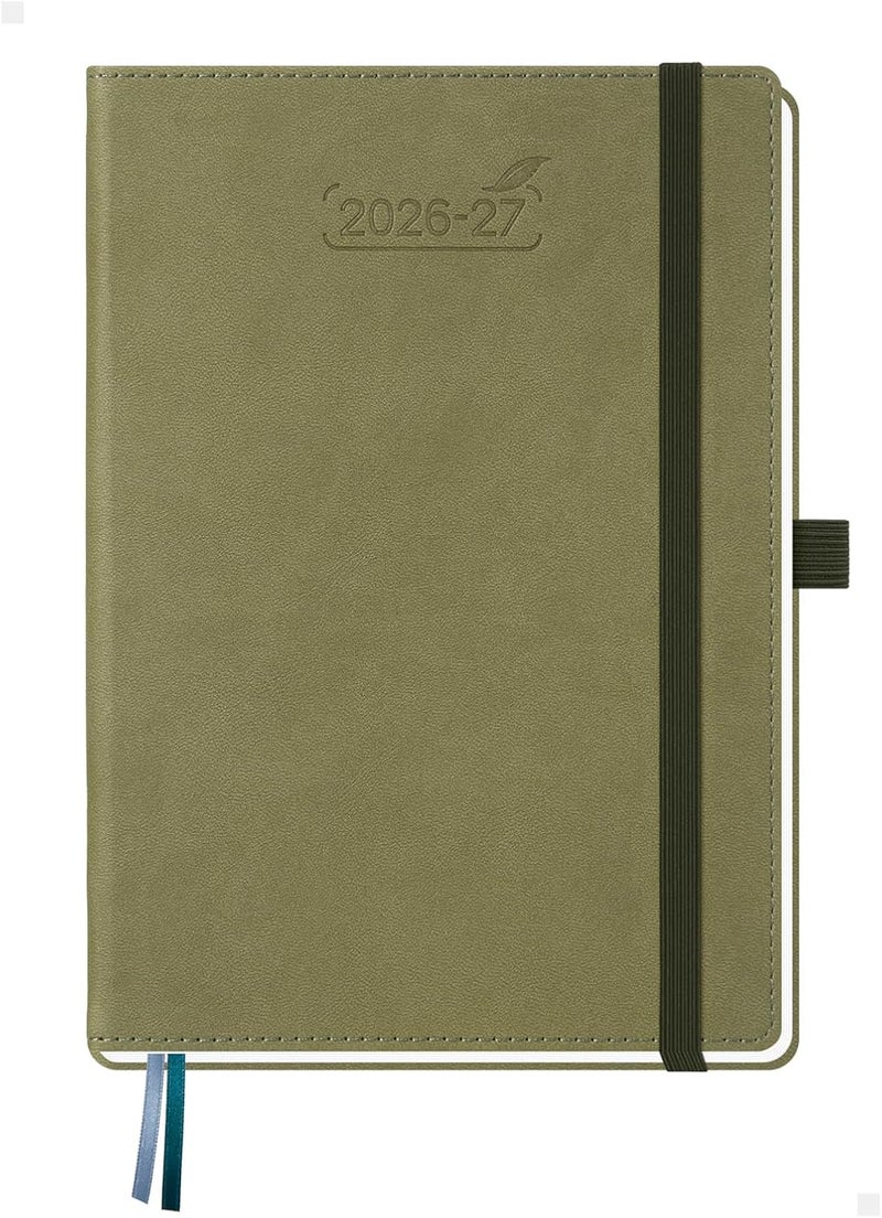 BEZEND A5 Diary 2026-2027 Week to View Academic Year 18 Month Runs Jul'26 - Dec'27, Vertical Weekly Planner with Time Slots & Monthly Tabs, PU Leather Hardback, Kiwi - Image 1