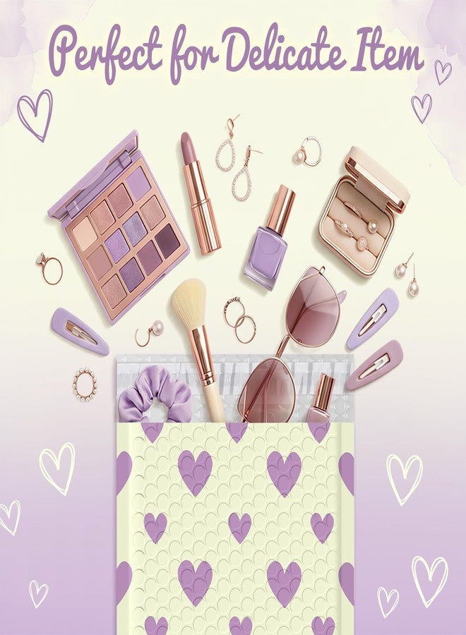 Fuxury Bubble Mailers 6x10" Padded Envelopes 100 Pack Usable Size 6x9"Bubble Envelopes Self Seal Small Padded Mailers for Small Business Shipping Bag, Gifts, Jewelry, Makeup,Purple Heart In Beige #0 - Image 4