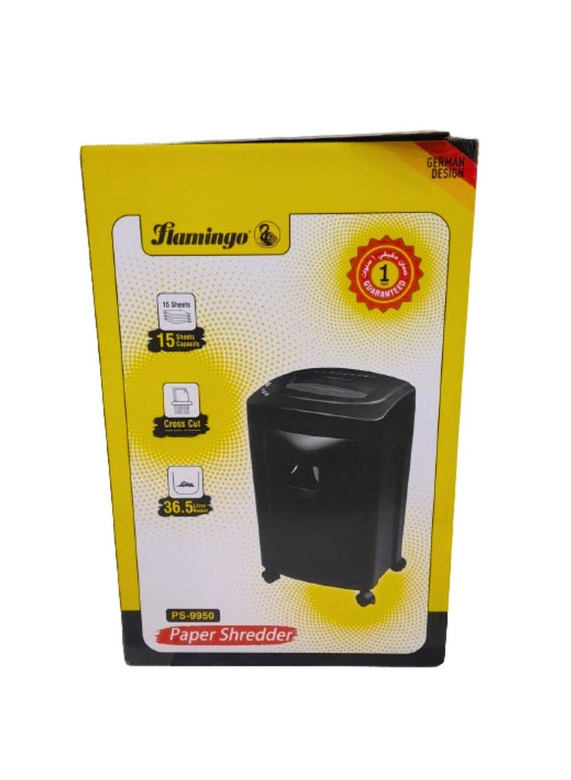Flamingo Paper Shredder for Home Use, 15-Sheet StripCut Home Office Shredder, CD/Credit Card Shredder Machine with Overheat Protection - Image 2