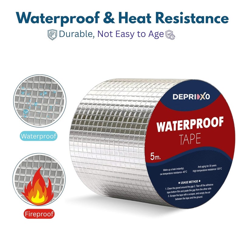 DEPRIXO Super Strong Waterproof Tape – Rubberized adhesive foil for roof leaks, cracks, window gaps, boat sealing & tank repair. Durable, weatherproof & easy to apply (6 Inch) by UNIDSC - Image 4