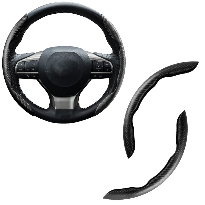 غطاء عجلة القيادة المضاد للانزلاق من أميش مصنوع من ألياف الكربون مقسم لحماية عجلة القيادة غطاء فراشة عالمي 99 غطاء عجلة السيارة واقي ملحقات داخلية للسيارة